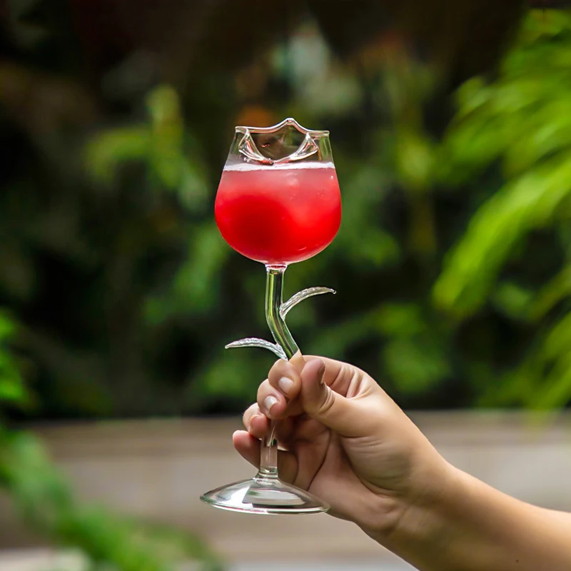Rose shaped champagne glass, red wine glass,Bar Cocktail glass, Valentine's Day wedding glass cup
