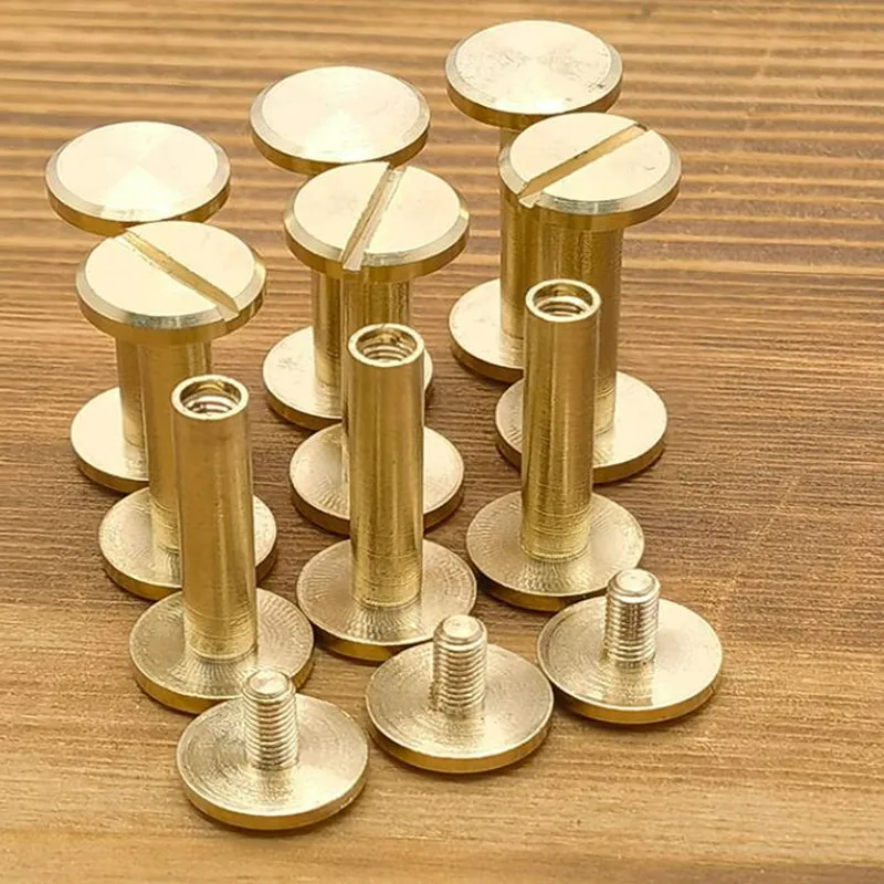 Rivets And Fasteners Rivets And Screws Binding Screws 10/50sets head Dia 6mm 8mm 10mm brass flat chicago screw Leather Craft Belt Screw Nail Rivet