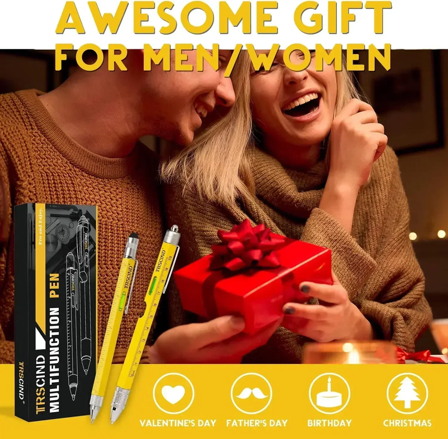 WOTENCE Cadeaus voor mannen verjaardag mannen Gift Set Ideaal voor Vaderdag Valentijnsdag Verjaardag Cadeaus voor hem Mannen Papa, Zwart, 120cm*3.5cm, Modern