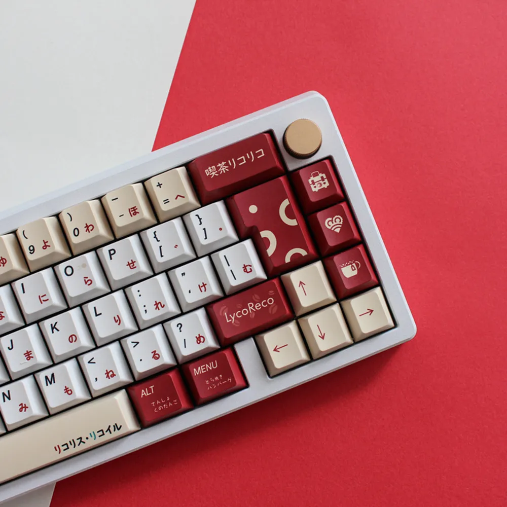 Lycoris Recoil Anime Pbt Keycap Teclado Mecânico de Jogos Perfil Cereja Design Personalizado 138 Teclas Vermelho Branco Iso Entrar - Imagem 2