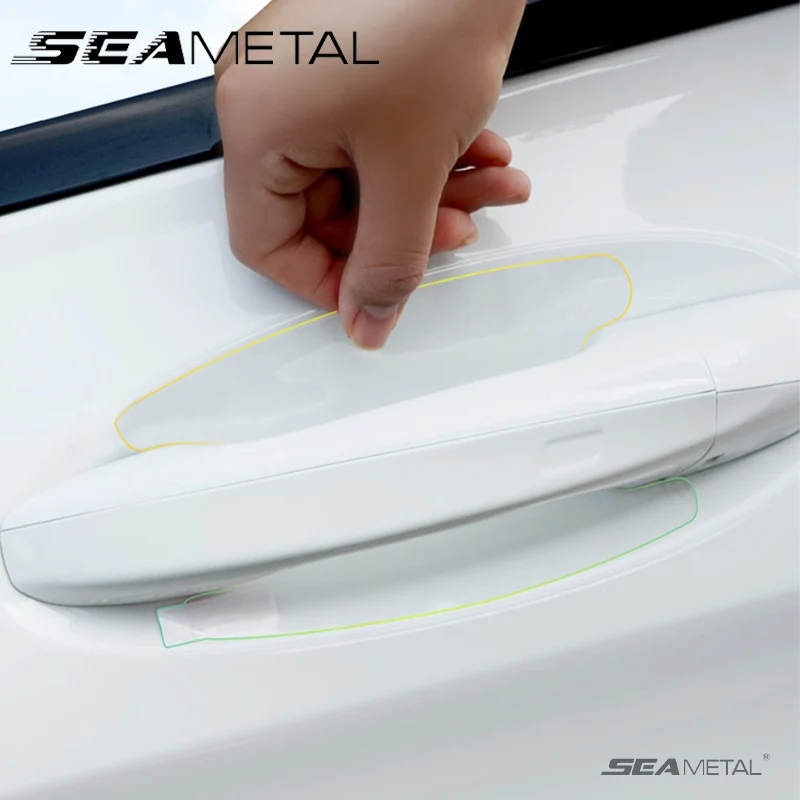 Car Stickers BLALION 4PCS Universal Car Door Handle Bowl Scratch Protective Stickers Transparent Car Handle Anti-collision Protection Strip