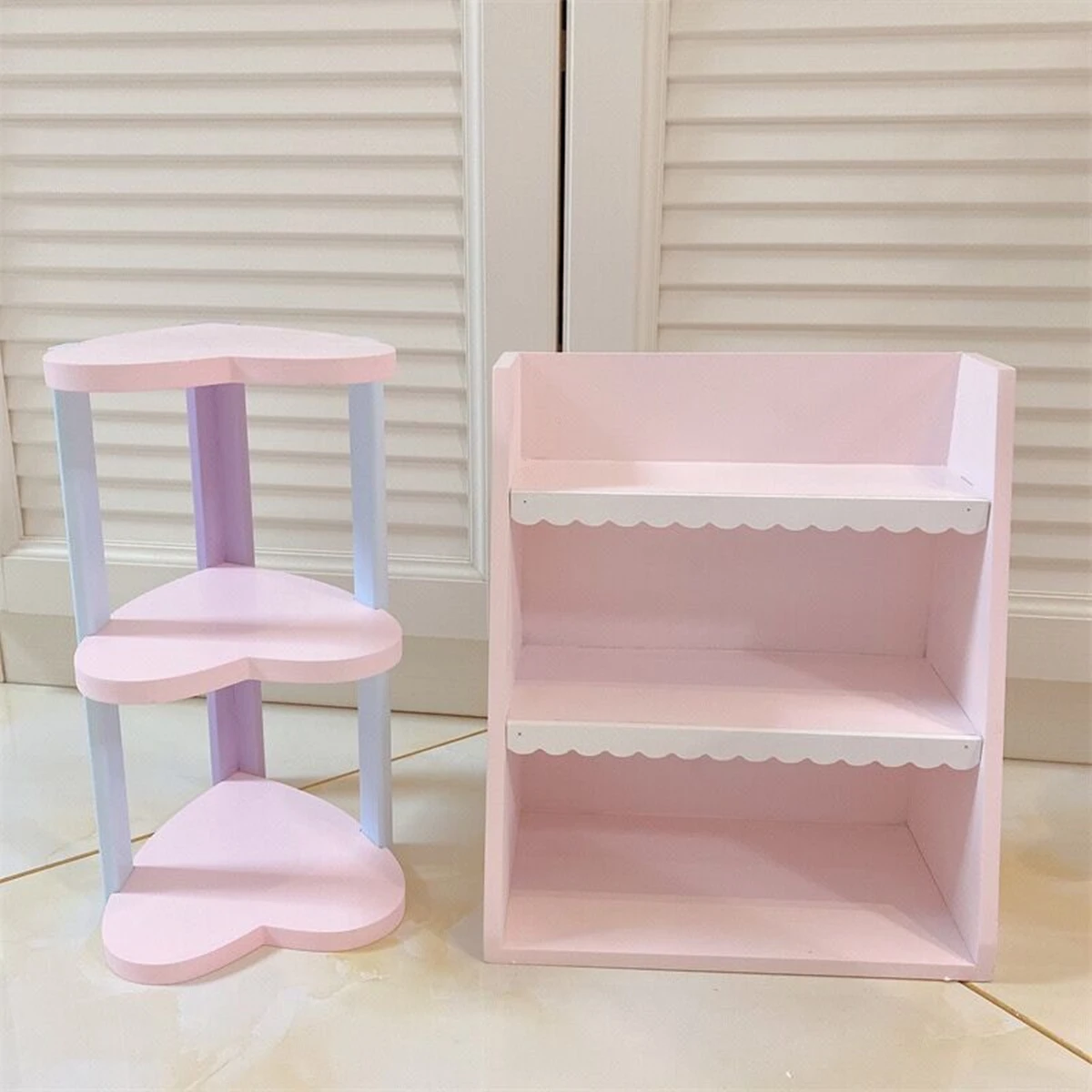 女の子のためのピンクのカワイイストレージラック,木製のデスクトップ