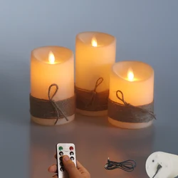 Vintage - Inspired LED Candle Set with Dancing Flame - Battery or USB Rechargeable, 3 - Piece Ambiance Lighting (USB Rechargeable)