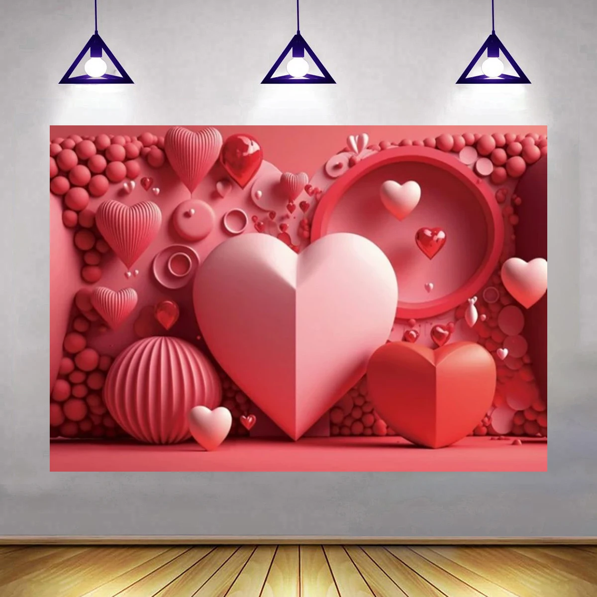 Hd 3D Pink Heart Balloon Wall Photography Fondale Di San Valentino Fidanzamento Centro Commerciale Activties Decorazioni Banner Di Benvenuto