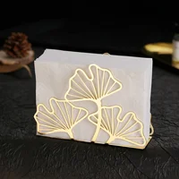 1pc Metal Ginkgo Leaf Napkin Holder,Tissue Holder For Restaurant Hotel Cafe,Dining Table Vertical Square Towel Paper Holder Base 2