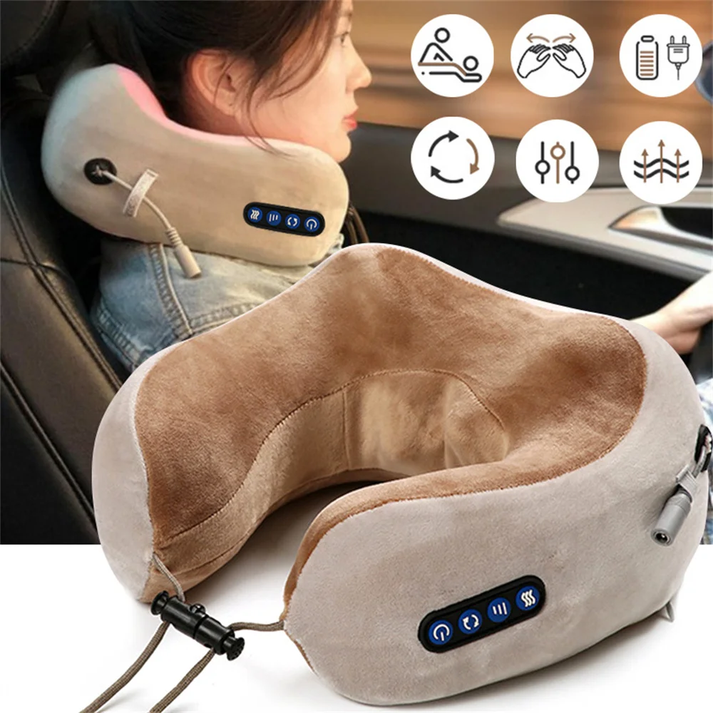 

U-Shaped Electric Neck Massager Relaxing Multi-Functional Car Home Massage Pillow Rechargeable Shoulder and Neck Massage Pillow