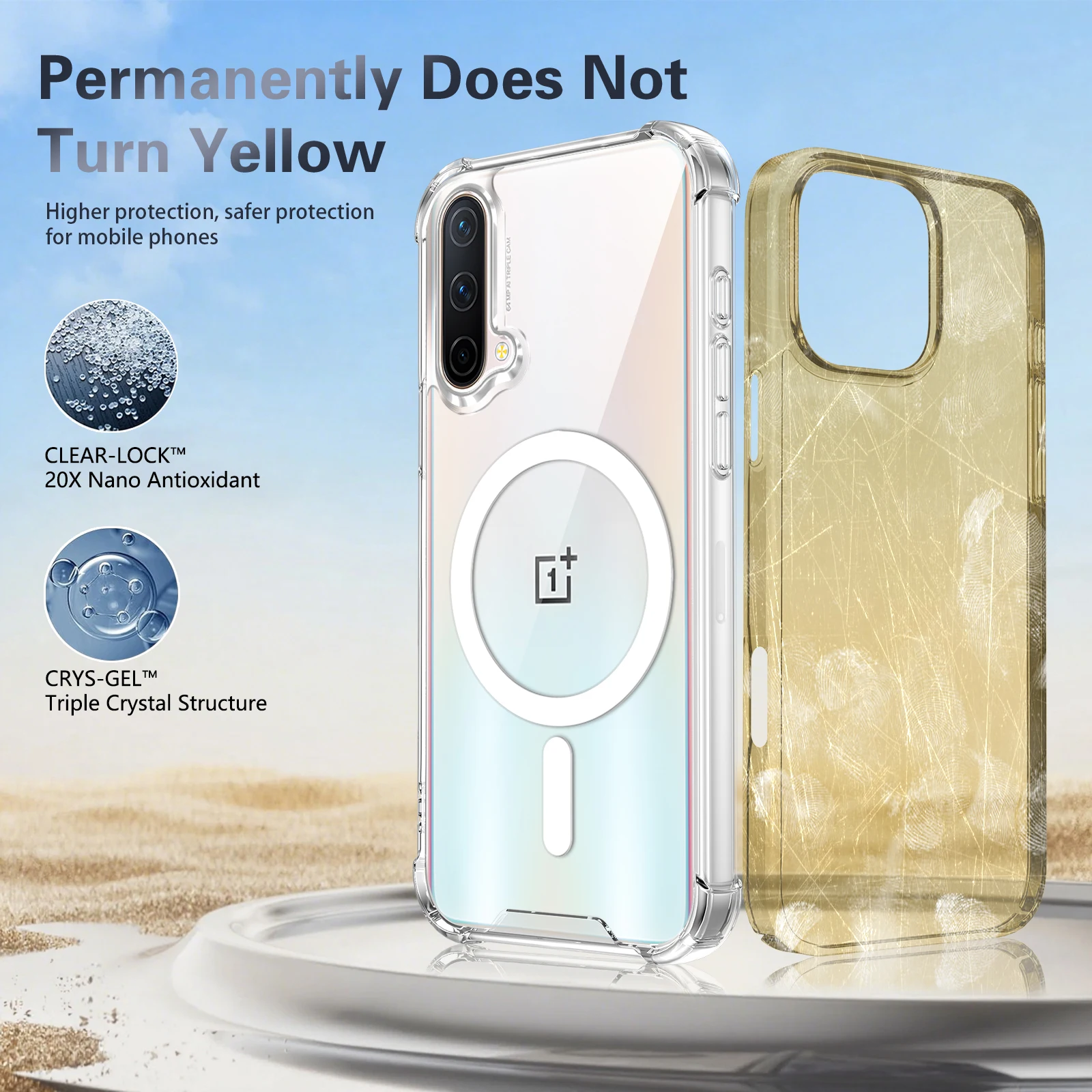 Luxury Magnetic Transparent Phone Case with Airbag Shockproof Protection