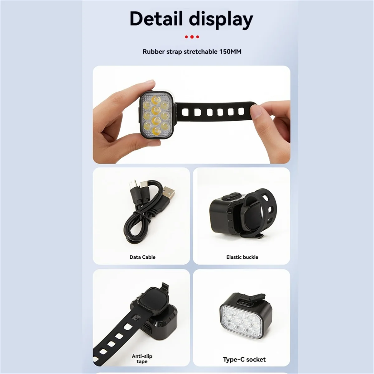 BAAU Bike Light Set Front and Rear USB Charging Mountain Helmet Road Bike Headlight Taillight