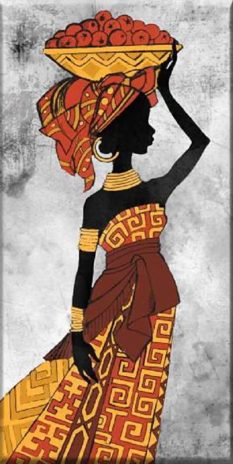 Peinture sur toile de femme noire africaine, affiche d'art ethnique