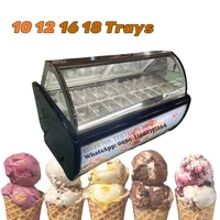 Commercial 10 12 16 18 Trays Dessert Shop Popsicle Cabinet Gelato Turkish Ice Cream Fridge Display Freezers Case Showcase 1