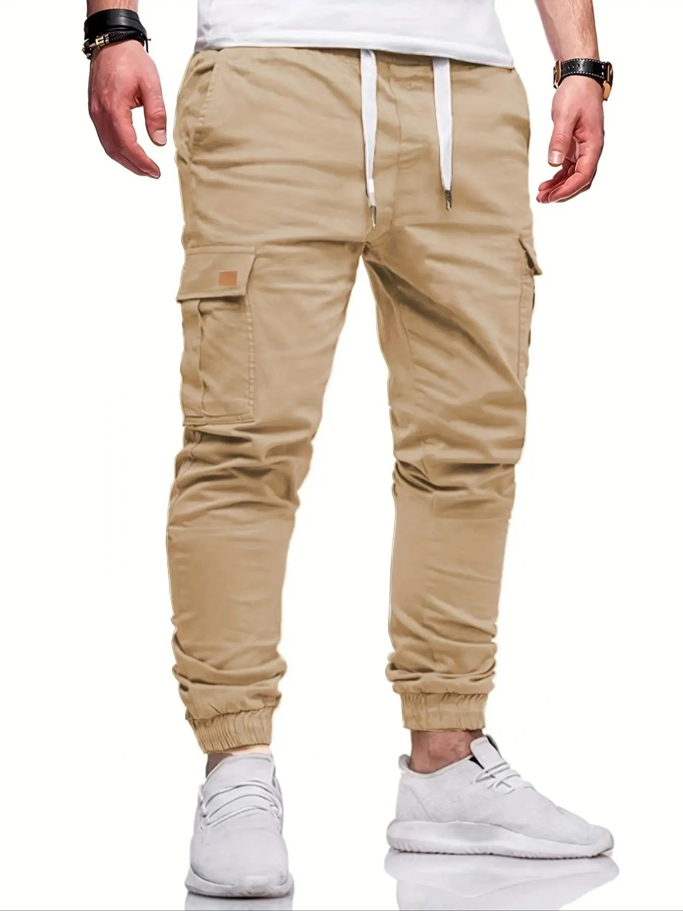 Herren Casual Jogginghose mit Kordelzug Cargo Wanderhose Outdoor Twill Trainingshose – Detail 6