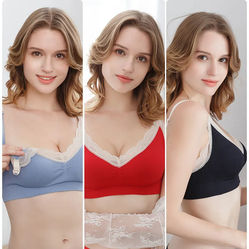 Nursing underwear women anti-sagging gathered shaped breastfeeding pure maternity bra bra without steel ring during pregnancy