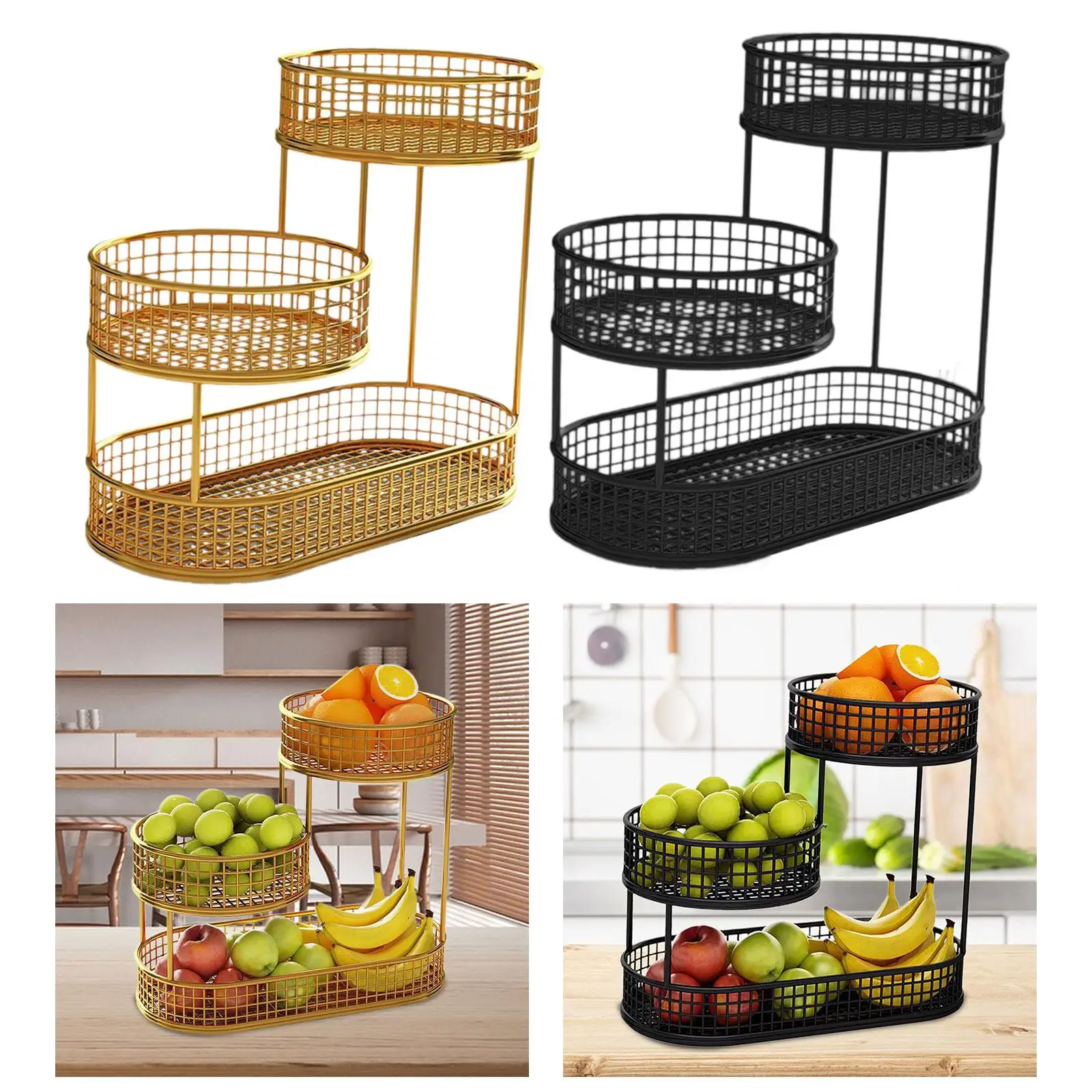 Hossejoy Cesto per frutta, 3 livelli, ciotola perfetta per frutta, verdura, snack, oggetti