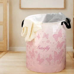 Pink Gradient Butterfly Print Foldable Storage Basket (Butterfly)
