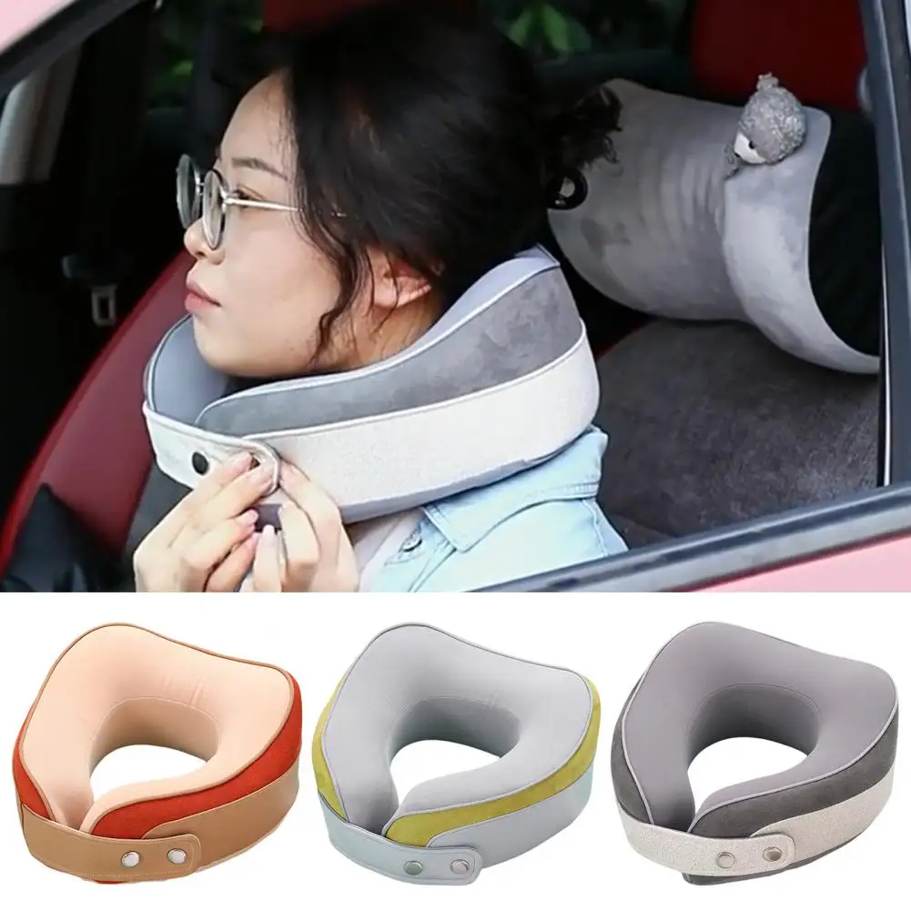 

Nap Pillow Minimalistic Double Hump Adjustable Magnetic Buckle Memory Foam Ice Silk U-shaped Pillow for Office