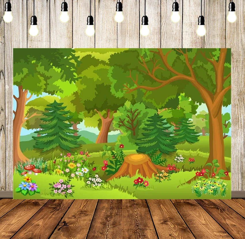 Happy Girl And Big Bear Cartoon Background Under Big Tree In Spring Garden  Girl Birthday Party Family Party Decoration Photograp - Backgrounds -  AliExpress