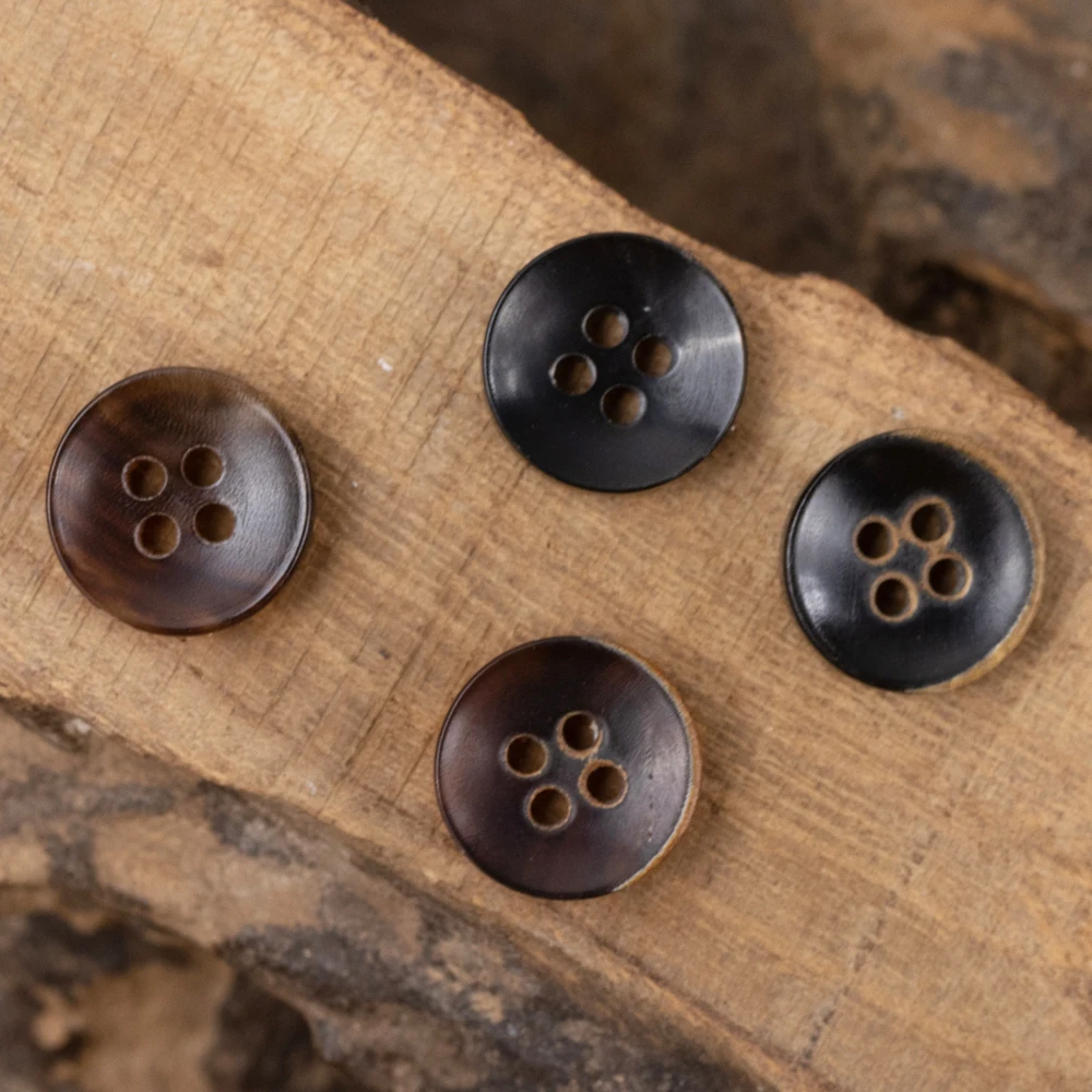 

10pcs Vintage Horn Buttons Black Curved Rim Knitwear Sweater Designer Eco Mens Brown Scorched Effect Classic Button For Clothing