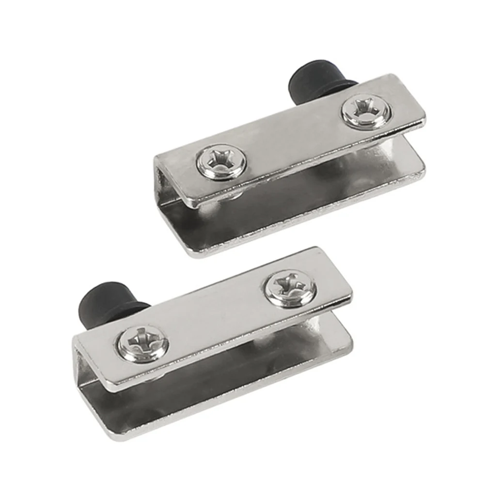 Description Picture 2 of item2Pcs Premium Stainless Steel Glass Door Hinges With Rubber Pads & Gel Cap No Drilling Fits 5-6mm Glass Furniture Hardware Parts