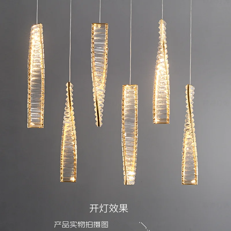 

New Chandeliers For Dining Room Light Luxury Crystal Chandelier Modern Bar Dining Room Long One-word Dining Table Pendant Light