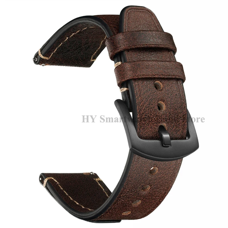 Vintage Leather Quick Release Waterproof Sport Wristband with Stitching Cowhide