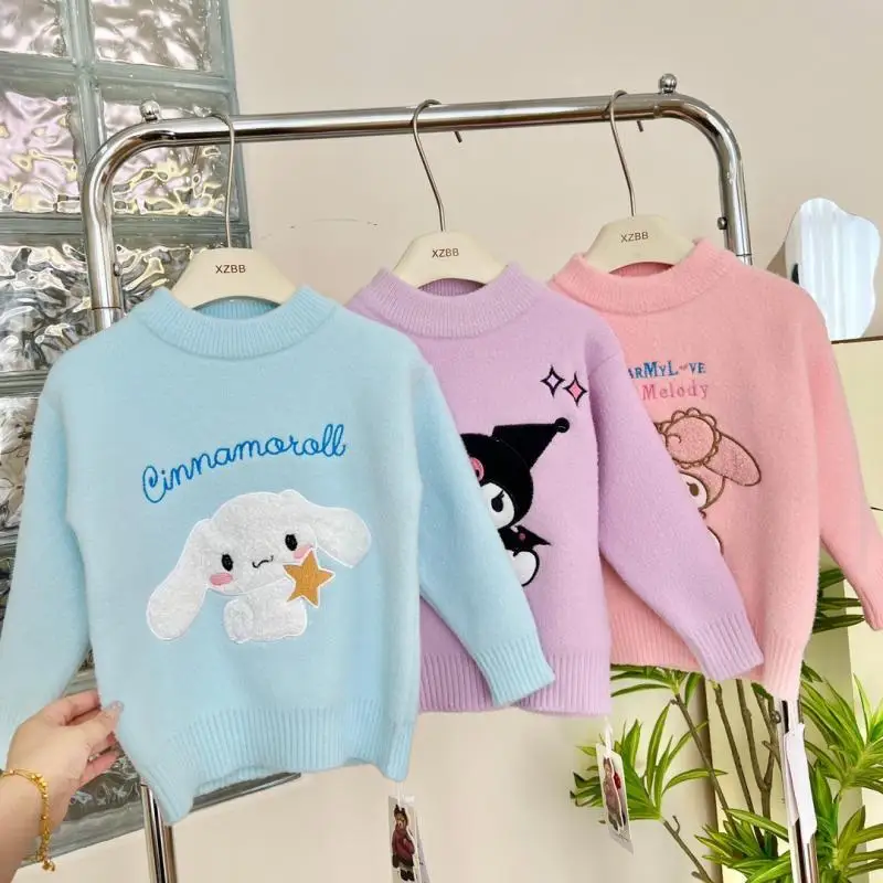 

New Sweater Sanrio Hello Kitty Kuromi Anime Figuret Autumn Winter Preppy Sweater Long Sleeve Loose Oversize Round Neck New Style