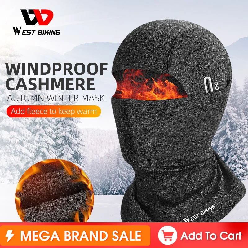 WEST BIKING Winter Warm Balaclava Hat Breathable Cycling Cap Outdoor Sport Full Face Cover Scarf Motorcycle Bike Helmet Liner 1