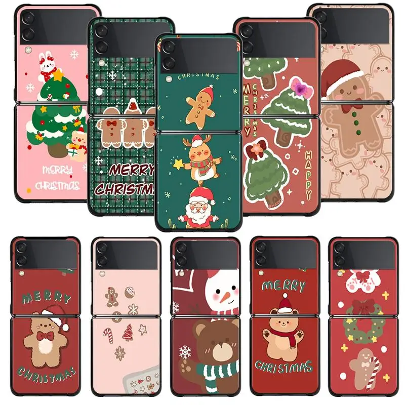 Custodia Per Samsung Galaxy Z Flip 5 Z Flip 4 Z Flip3 5G Shell Per Galaxy Z Flip Hard Cover Happy Merry Christmas Gingerbread Man
