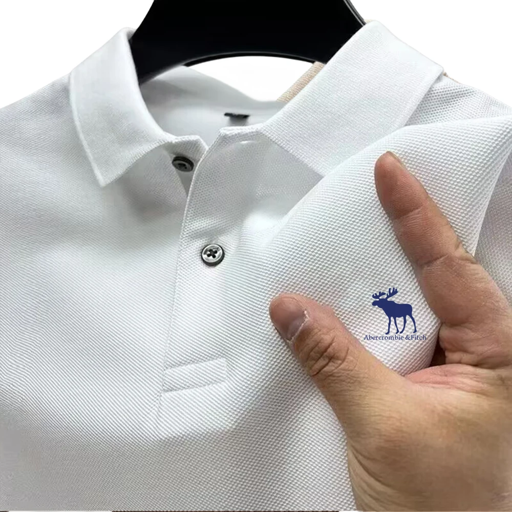 Polo Shirt Men's Lapel Casual Versatile Business Breathable Short Sleeve Printed Multicolor T-shirt Top