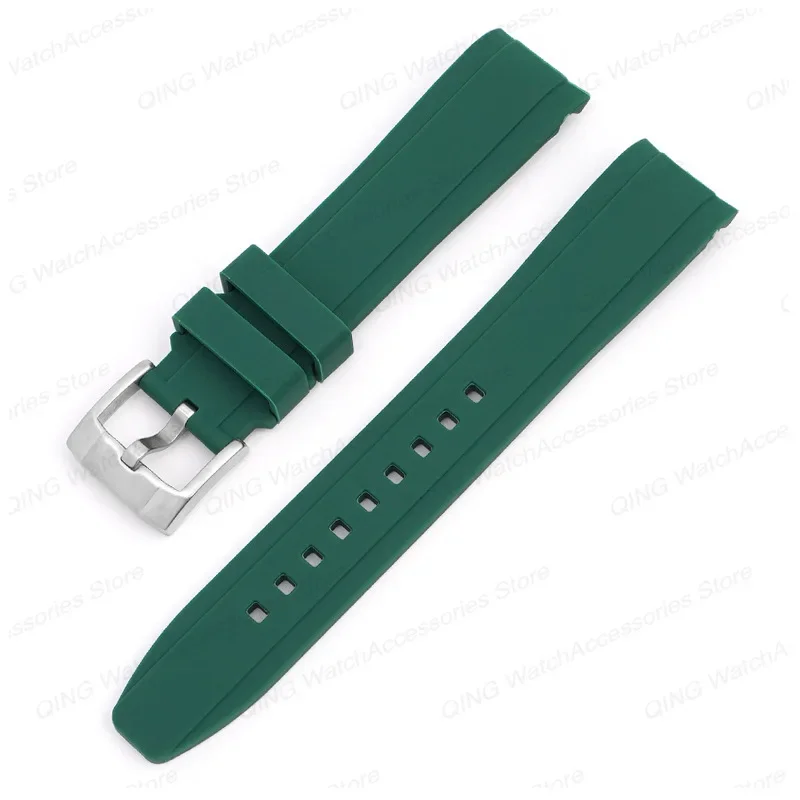 Universal Curved-End Silicone Sport Watch Band - Waterproof Rubber Bracelet