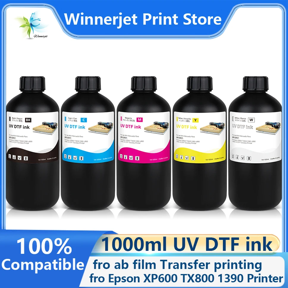 1000ML/Bottle UV DTF Ink and Varnish for UV DTF Film AB for Epson XP600 TX800 1390 L800 L1800 Transfers Printer