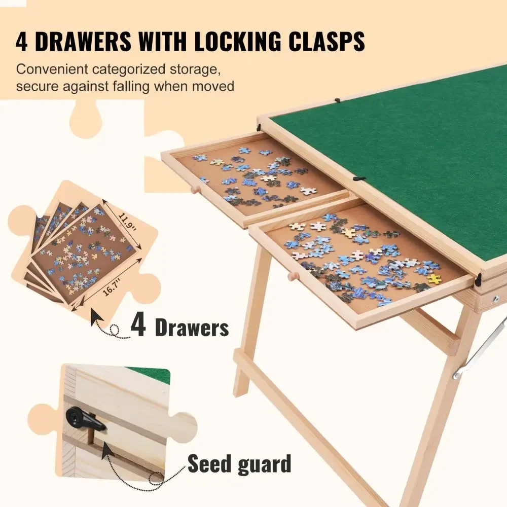 VEVOR 1500 Piece Rotating Wooden Puzzle Table