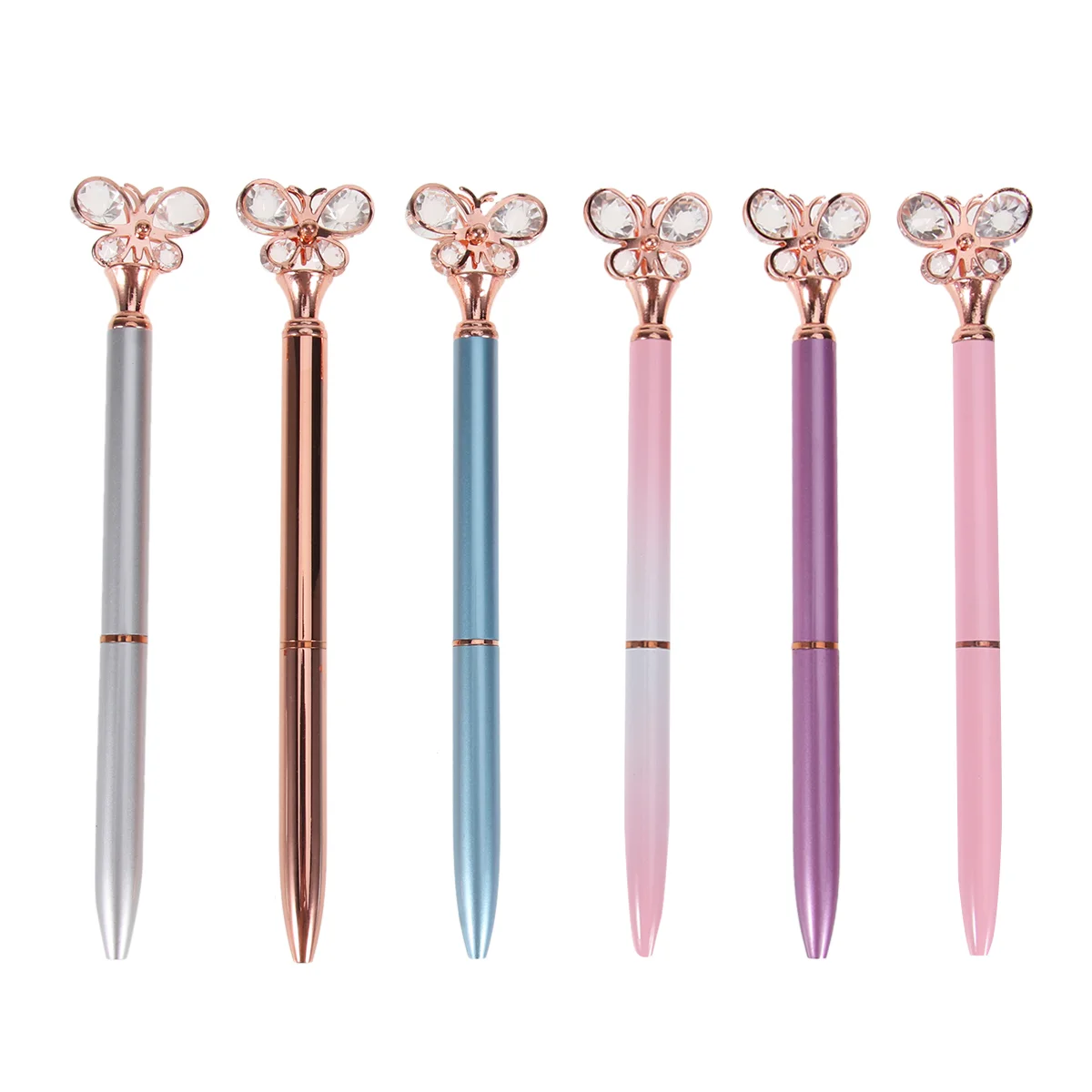 

6 Pcs Ball Point Pens Office Stationery Roller School Supplies Girl Metal Child Student Diamond Ballpoint