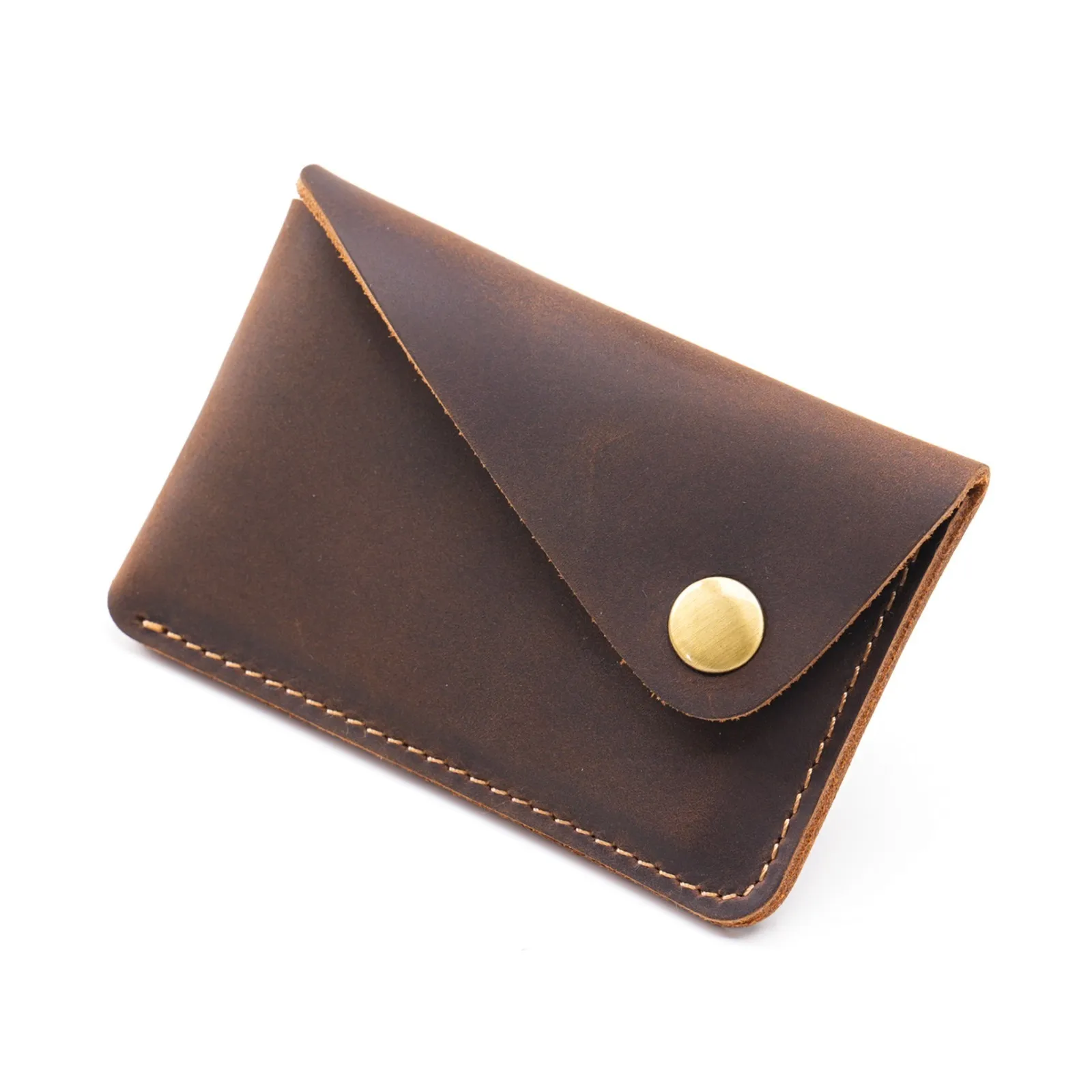 Premium Genuine Leather Minimalist Wallet with Snap Closure
