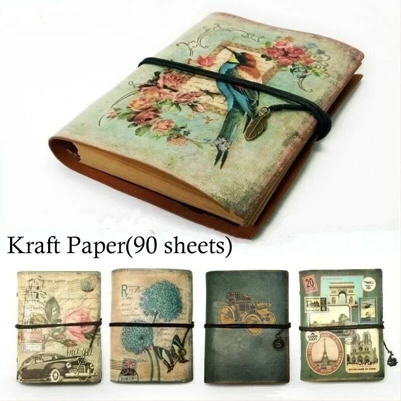 New Vintage Stationery PU Leather Notebook Creative Kraft Paper Planner Sketchbook Agenda Diary Notebooks School Writing Supply - 3