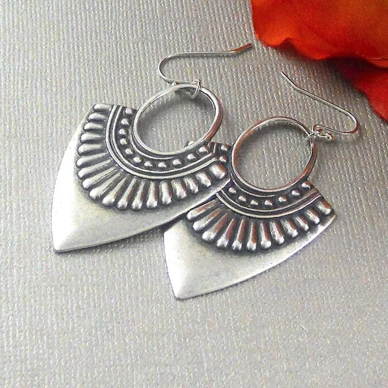 

Exquisite Silver Color Round Square Geometry Hollow Earrings Drop Earrings for Women Engagement Jewelry