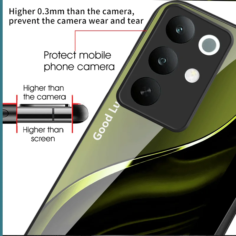 Gradient Color Hard Tempered Glass Protective Phone Case