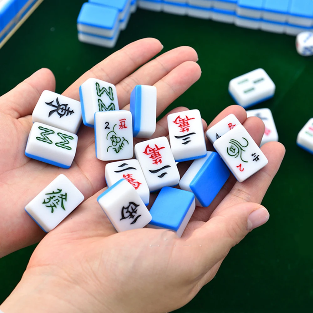 Mahjong Table Family Table Games Portable Travel Mahjong Foldable with Chinese Tiles Set for Home Party