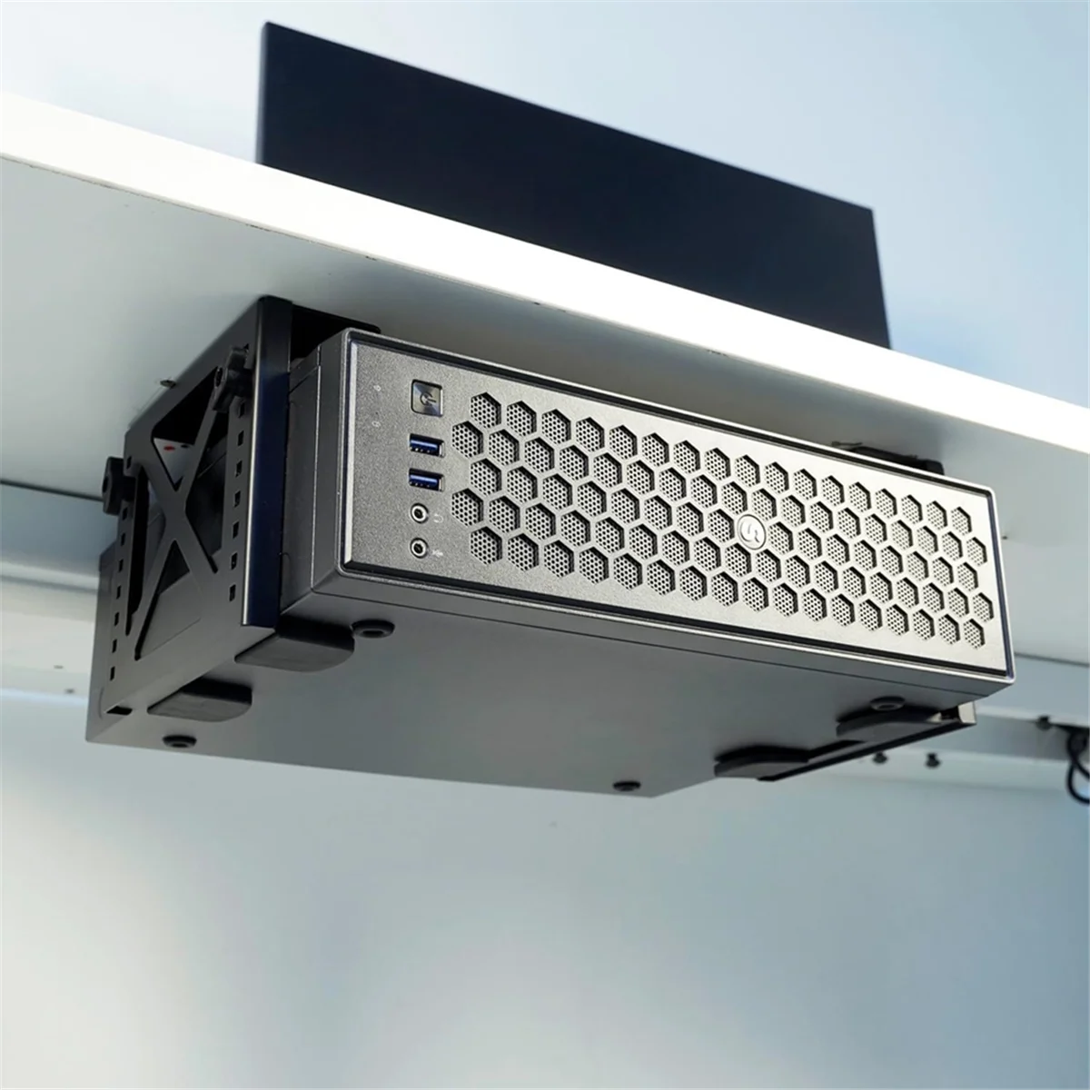 SEMOIC Adjustable Under Desk PC or NAS Mount Bracket Holder Compatible with NAS,CPU,UPS,Small Form Factor Desktop Tower