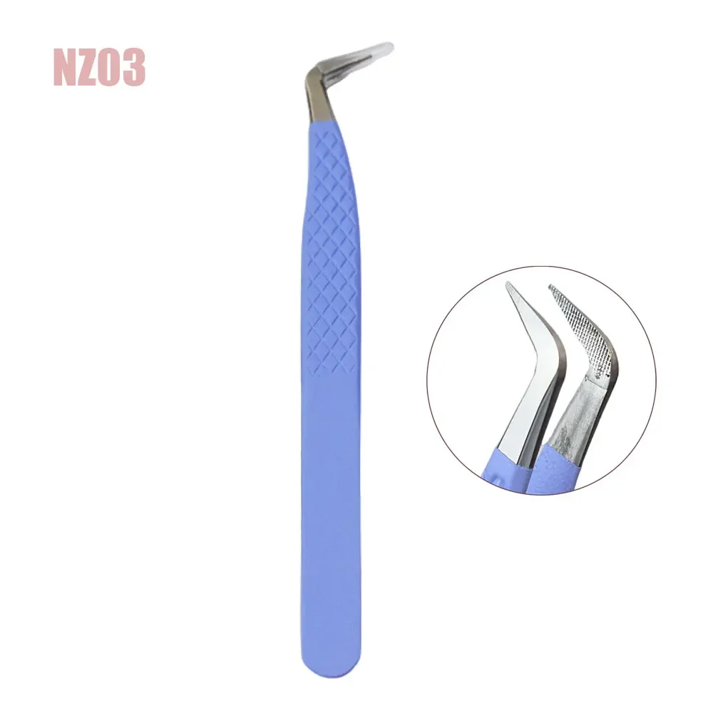 1PC Pink Eyelash Extension Tweezers - Stainless Steel, Fiber Grip Tips, High Precision Anti-Static for Professional Lash Artists