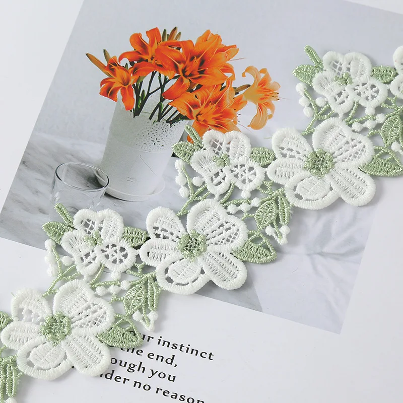 Sunflower Water-soluble Milk Silk Embroidery Lace Accessories 2 Yards For Clothing Hair Accessories Home Decorative