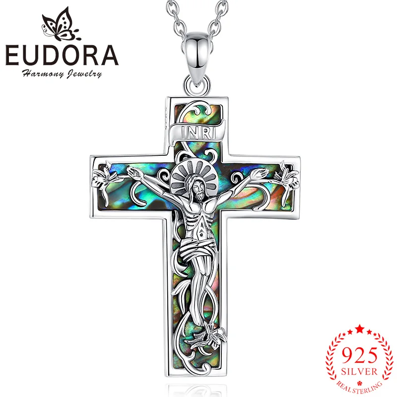 Collana con pendente crocifisso croce Gesù INRI in argento