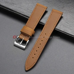 Vintage Crazy Horse Cowhide Leather Quick Release Watch Band Strap - 22mm (LightBrown)