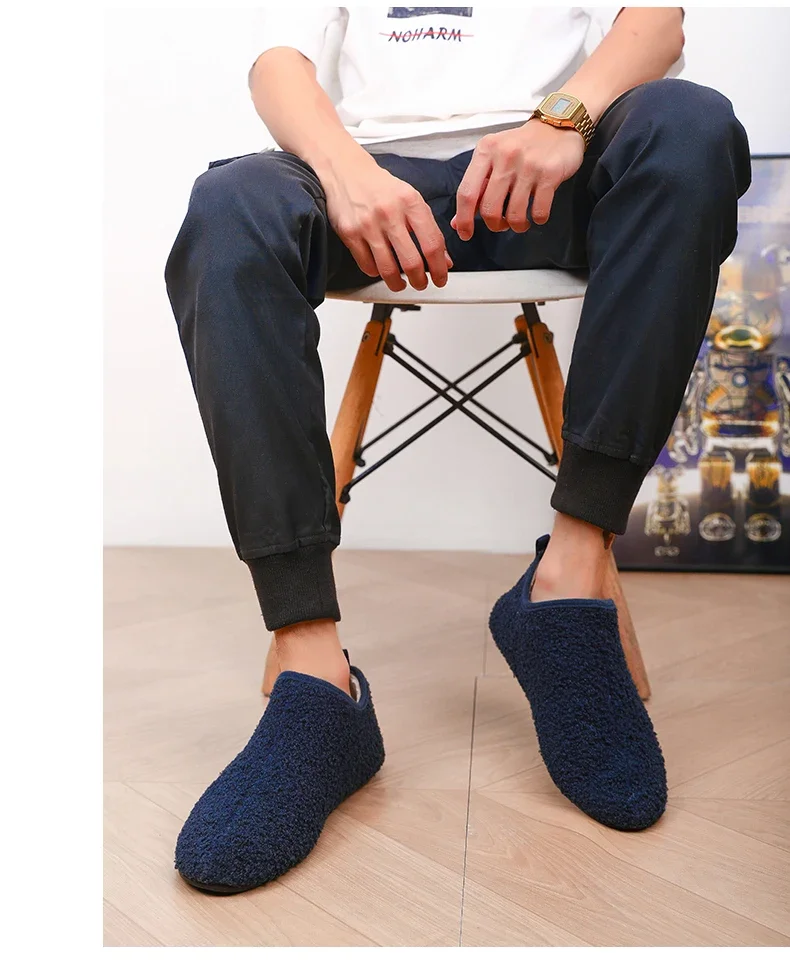 S03db6c82bb4d43e0b5f78ce867d1c6cdV Warm Lightweight Cotton Slippers for Men Plush Winter Home Loafers