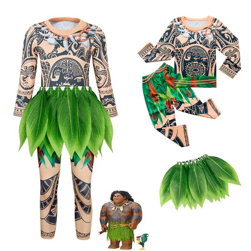 Kids Cosplay Costume Boys Moana Maui Tattoo Cosplay Outfits Set