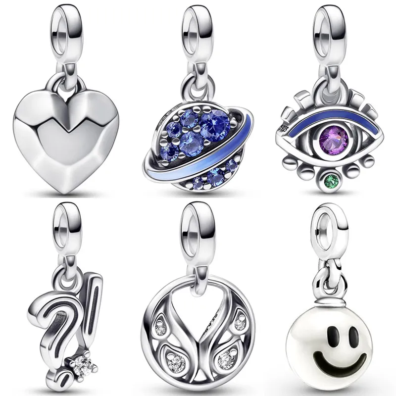 

DIY Me Charm My The Eye Gradient Planet Burning Wings Faceted Heart 925 Sterling Silver Bead Fit Fashion Bracelet DIY Jewelry