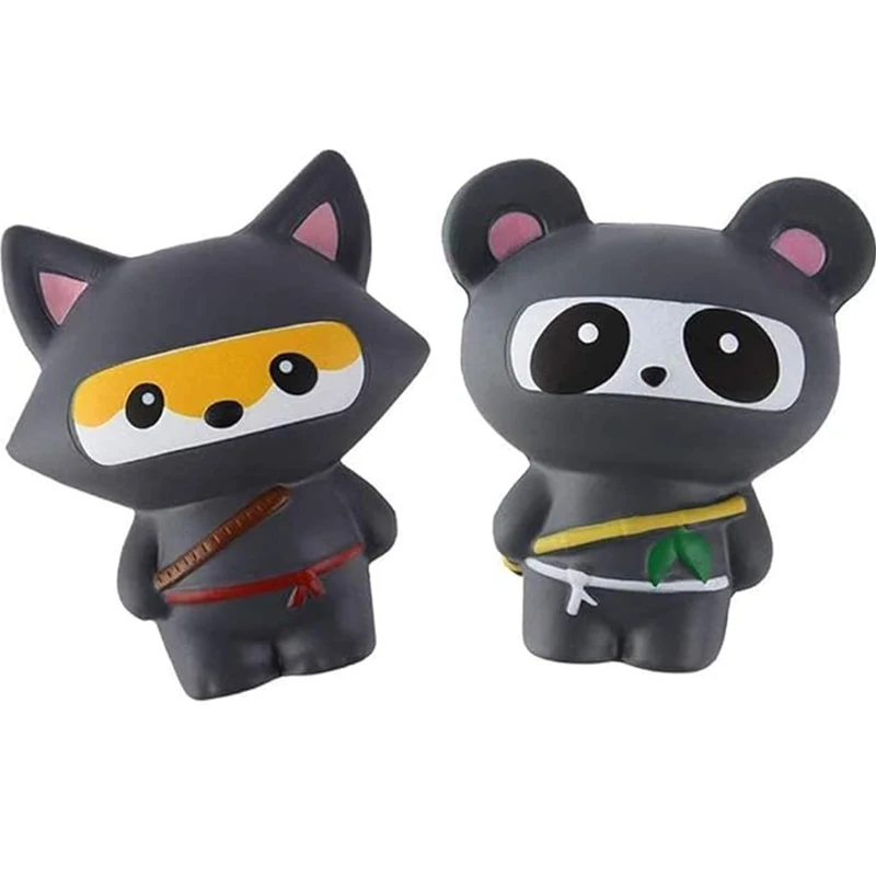 

2 PCS Squishies Ninja Jumbo Panda and Fox Slow Rising Squishies Kawaii Scented Soft Animal Toys Stress Relief Kid's Toys