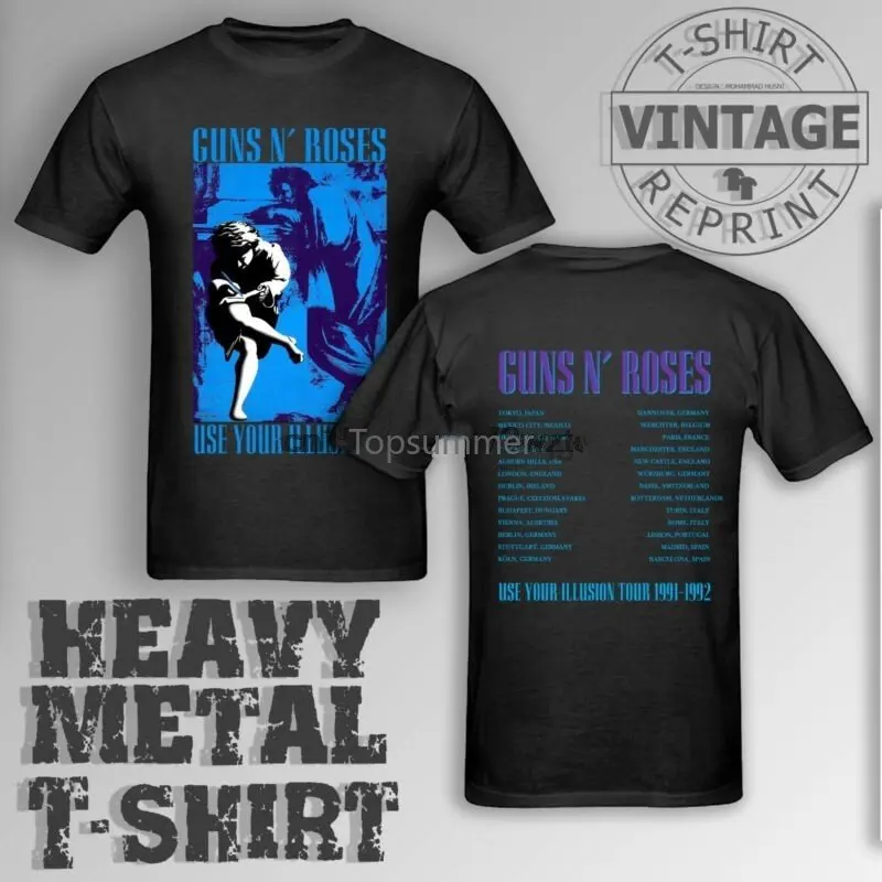 Guns N Roses Vtg Tshirt 1992 Usa La Tua Illusione Tour Gnr Concert Slash