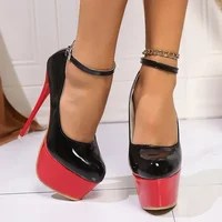 Fashion Pink Stiletto Heel Pumps Women Plus Size Super High Heel Shoes Woman Patent Leather Ankle Buckle Party Shoes 45 4