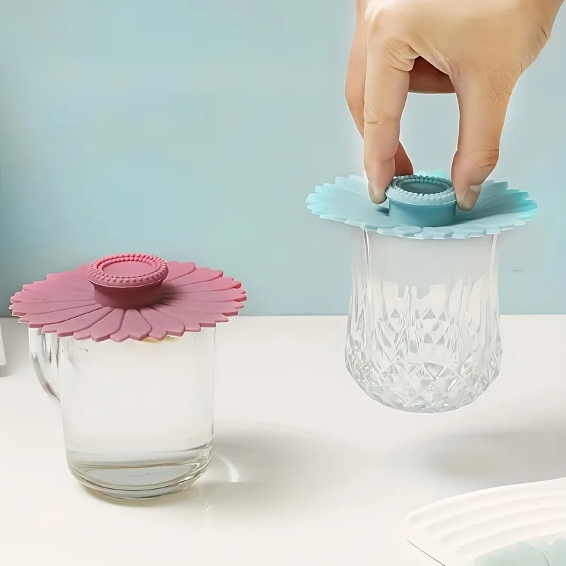 Sunflower Silicone Cup Covers - Multipurpose Dustproof Lids (Set of 3/6)