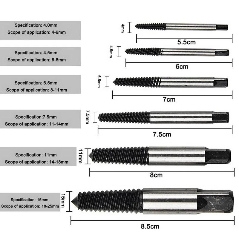 5/6Pcs Screw Extractor Center Drill Bits Guide Set Drill Bits Damaged
